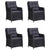 5 Piece Garden Dining Set Black