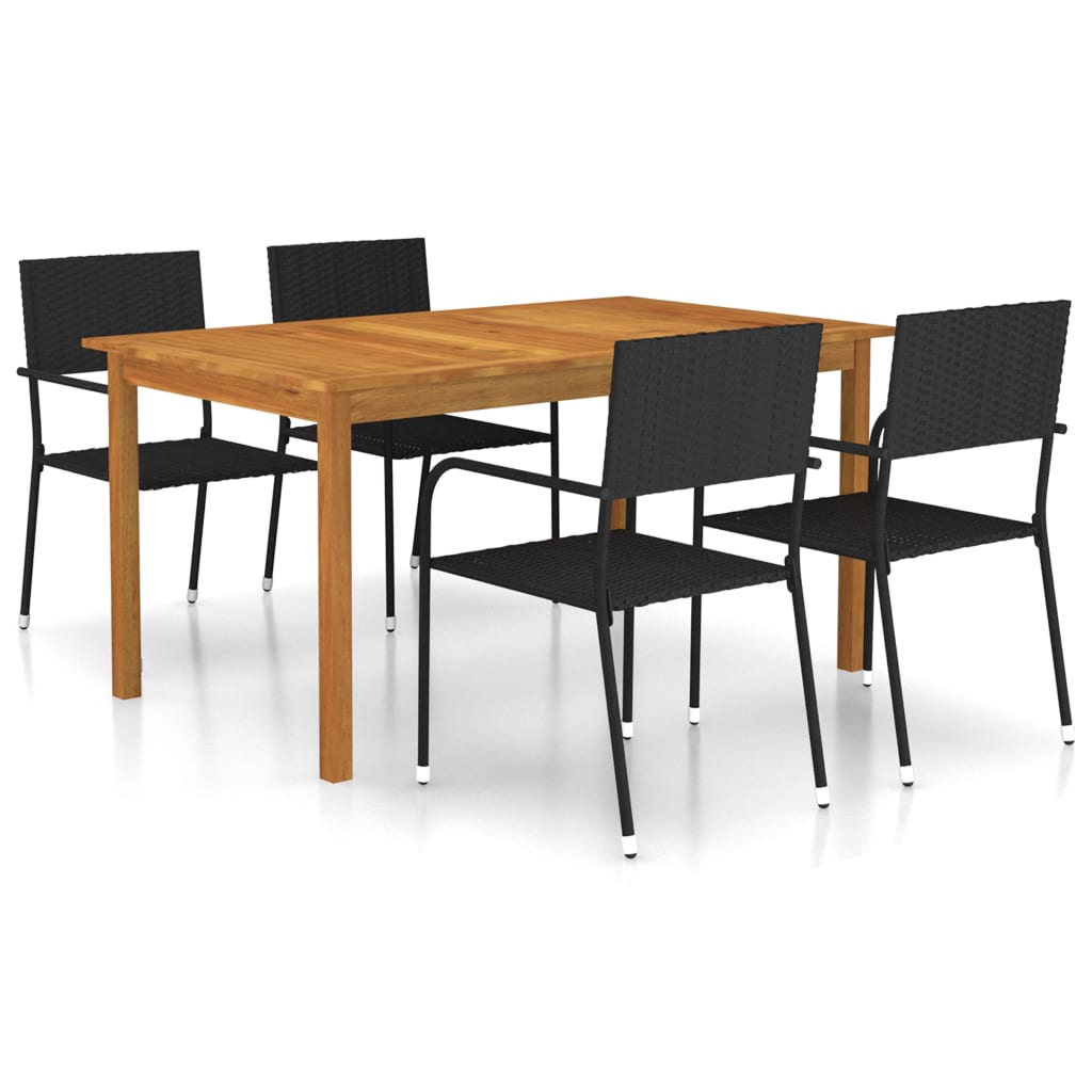 5 Piece Garden Dining Set Black