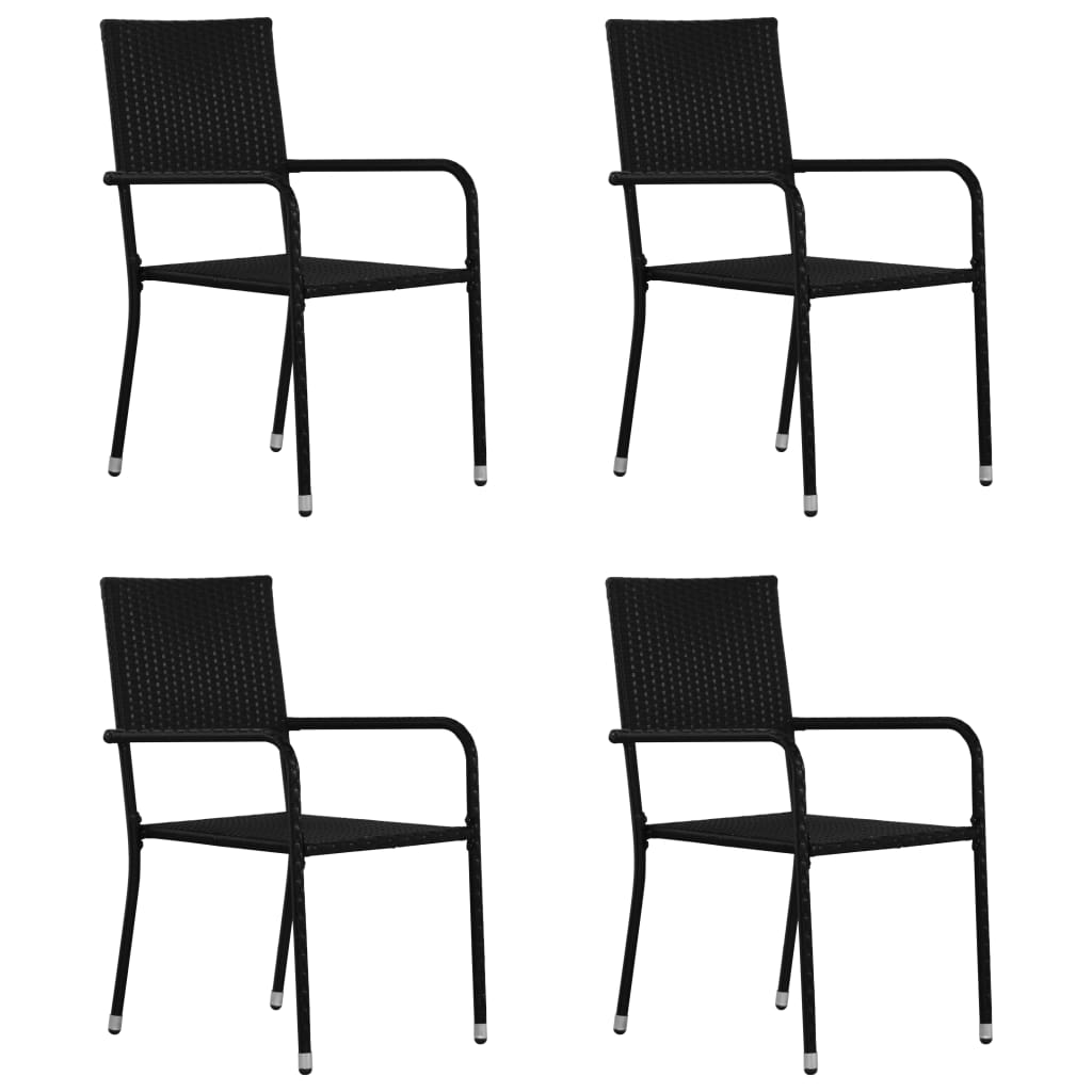 5 Piece Garden Dining Set Black