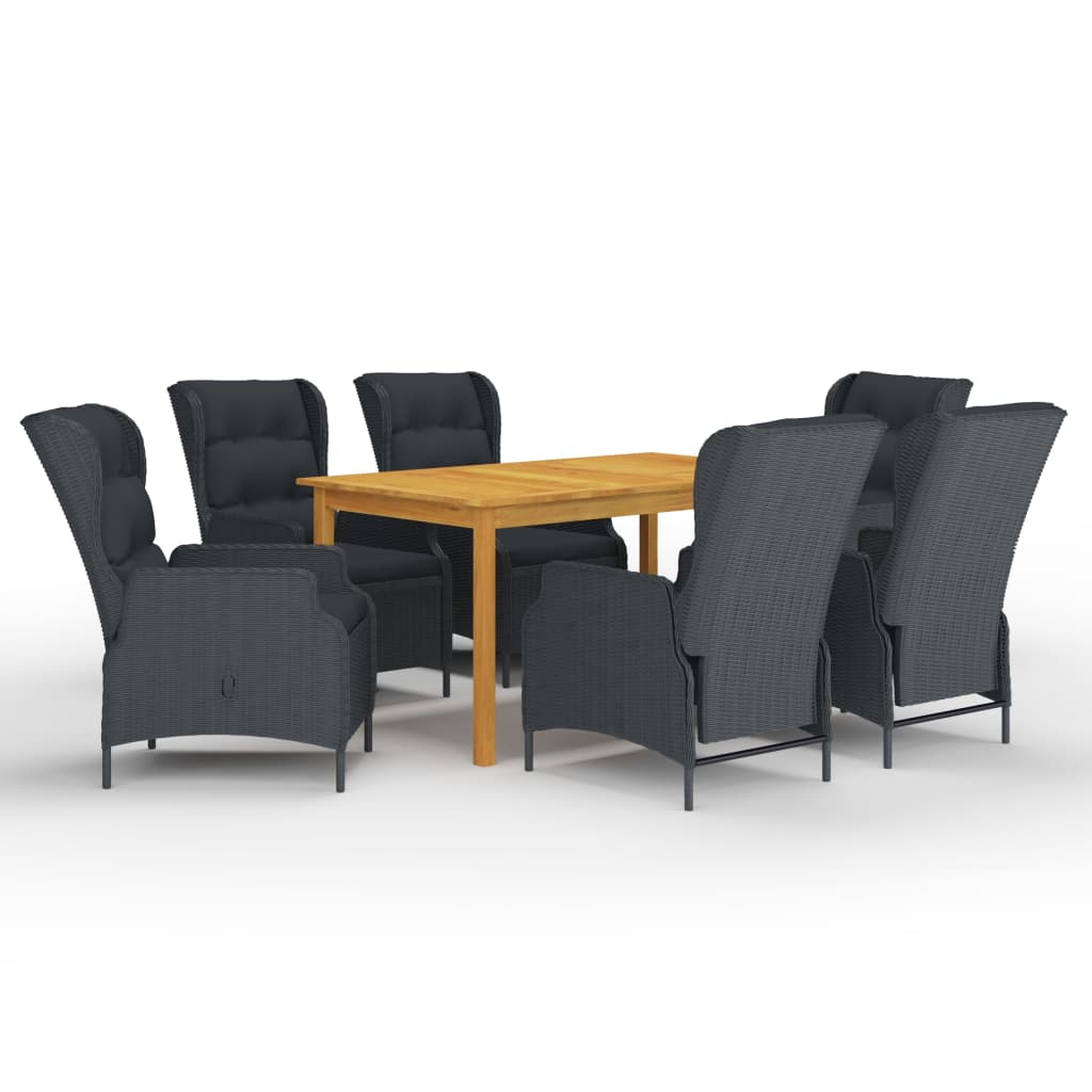 7 Piece Garden Dining Set Dark Grey