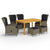 7 Piece Garden Dining Set Brown