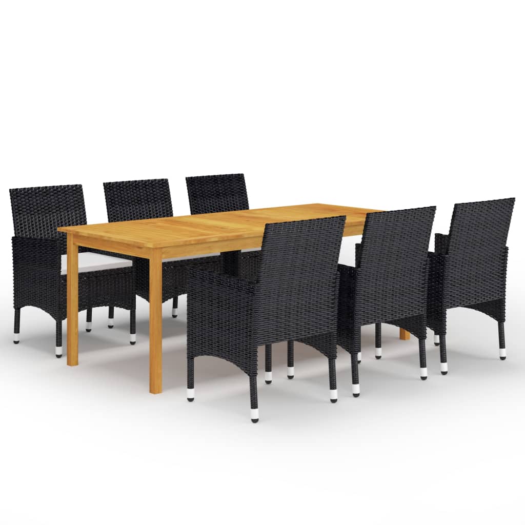 7 Piece Garden Dining Set Black