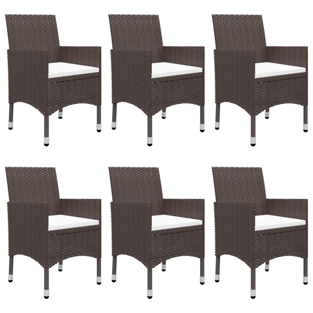 7 Piece Garden Dining Set Brown