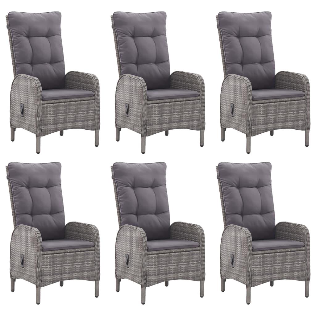 7 Piece Garden Dining Set Grey