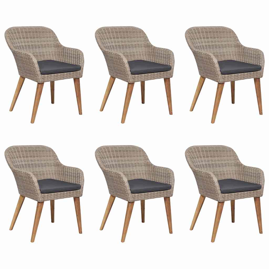 7 Piece Garden Dining Set Brown