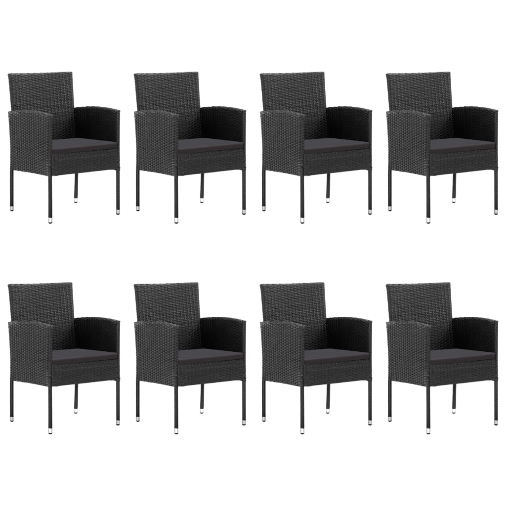 9 Piece Garden Dining Set Black