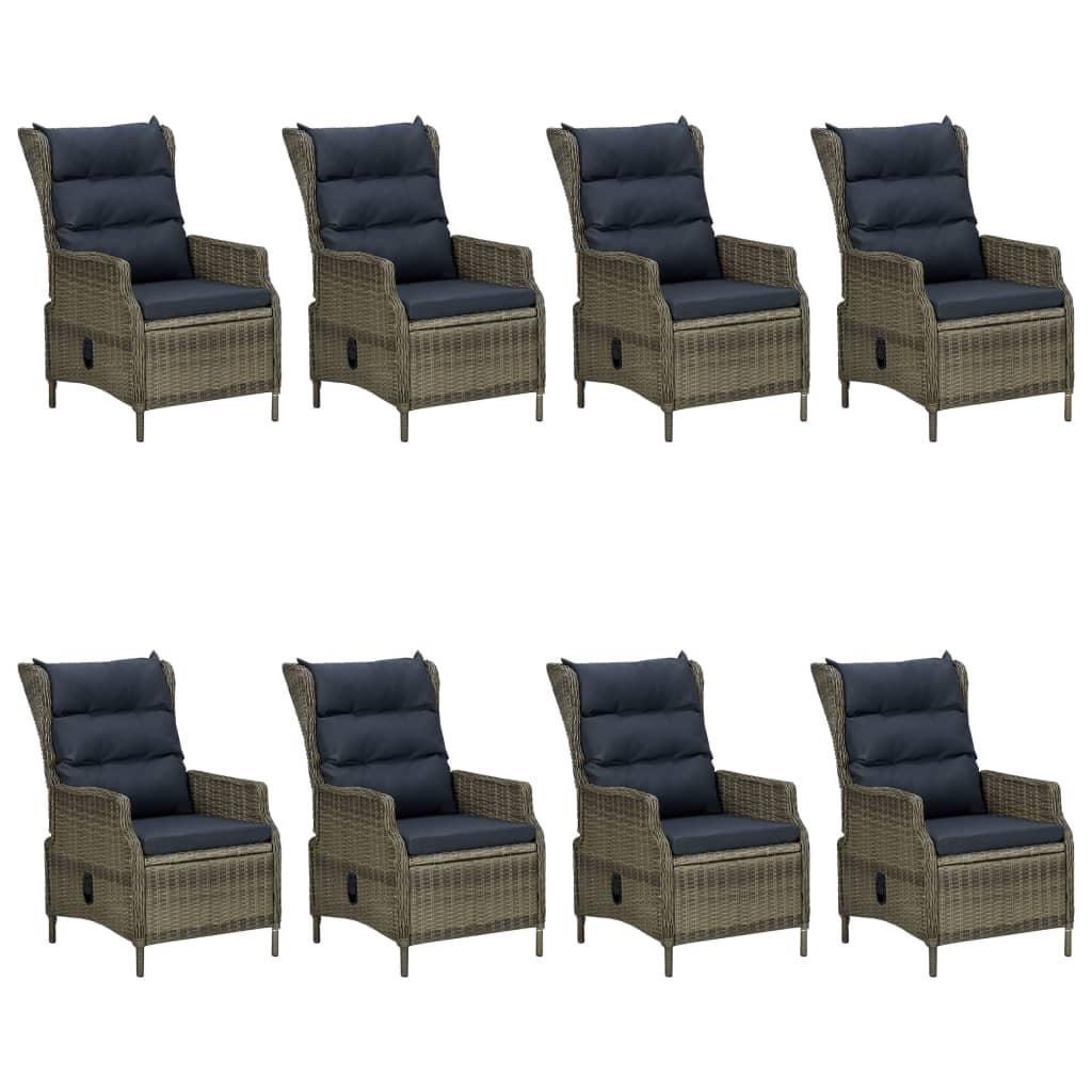 9 Piece Garden Dining Set Brown