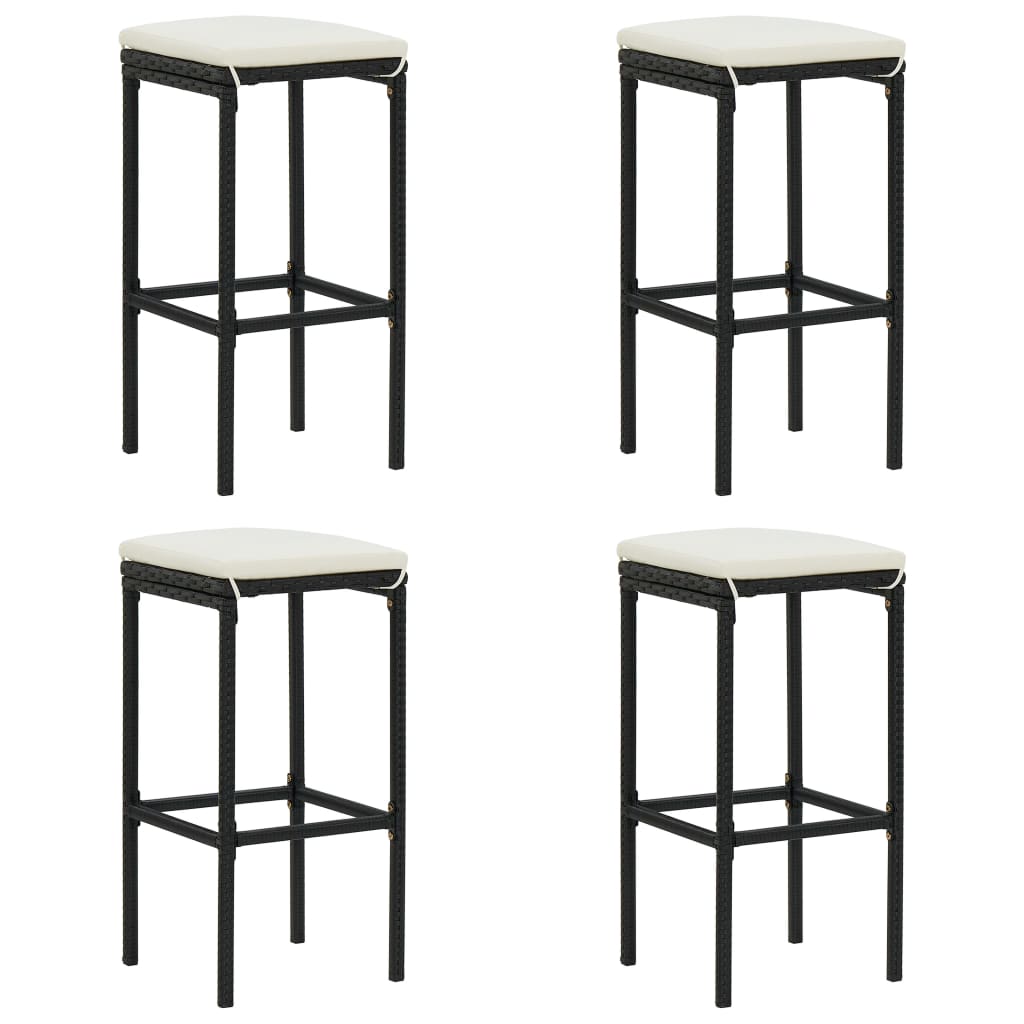 5 Piece Garden Bar Set with Cushions Black