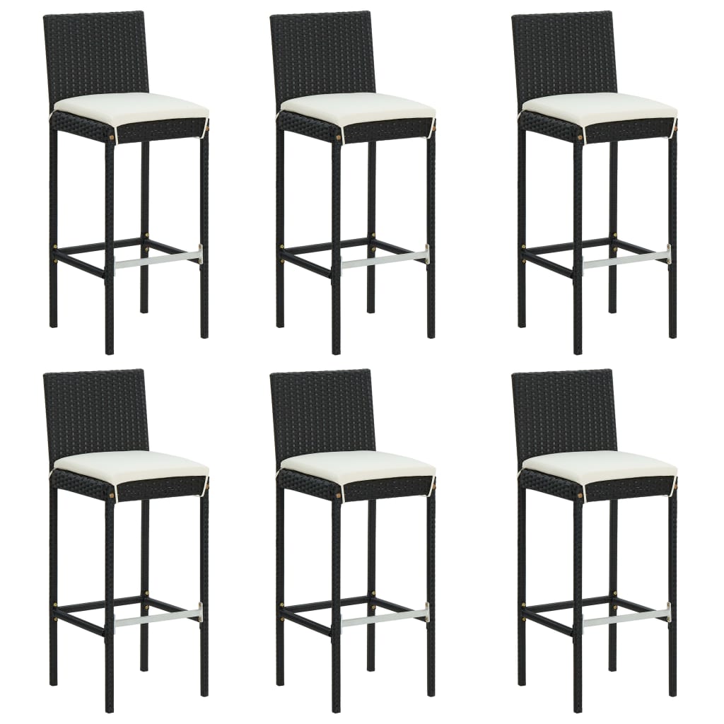 7 Piece Garden Bar Set with Cushions Black