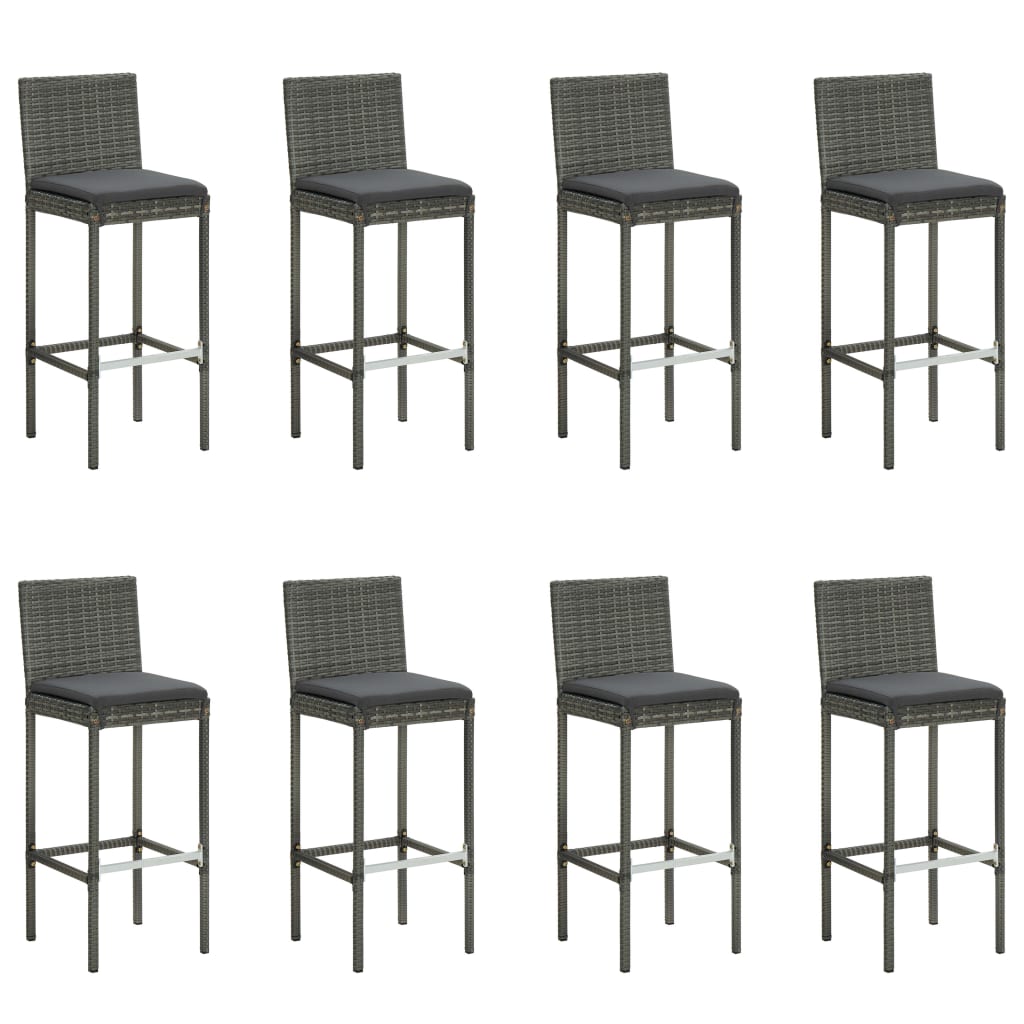 9 Piece Garden Bar Set with Cushions Grey