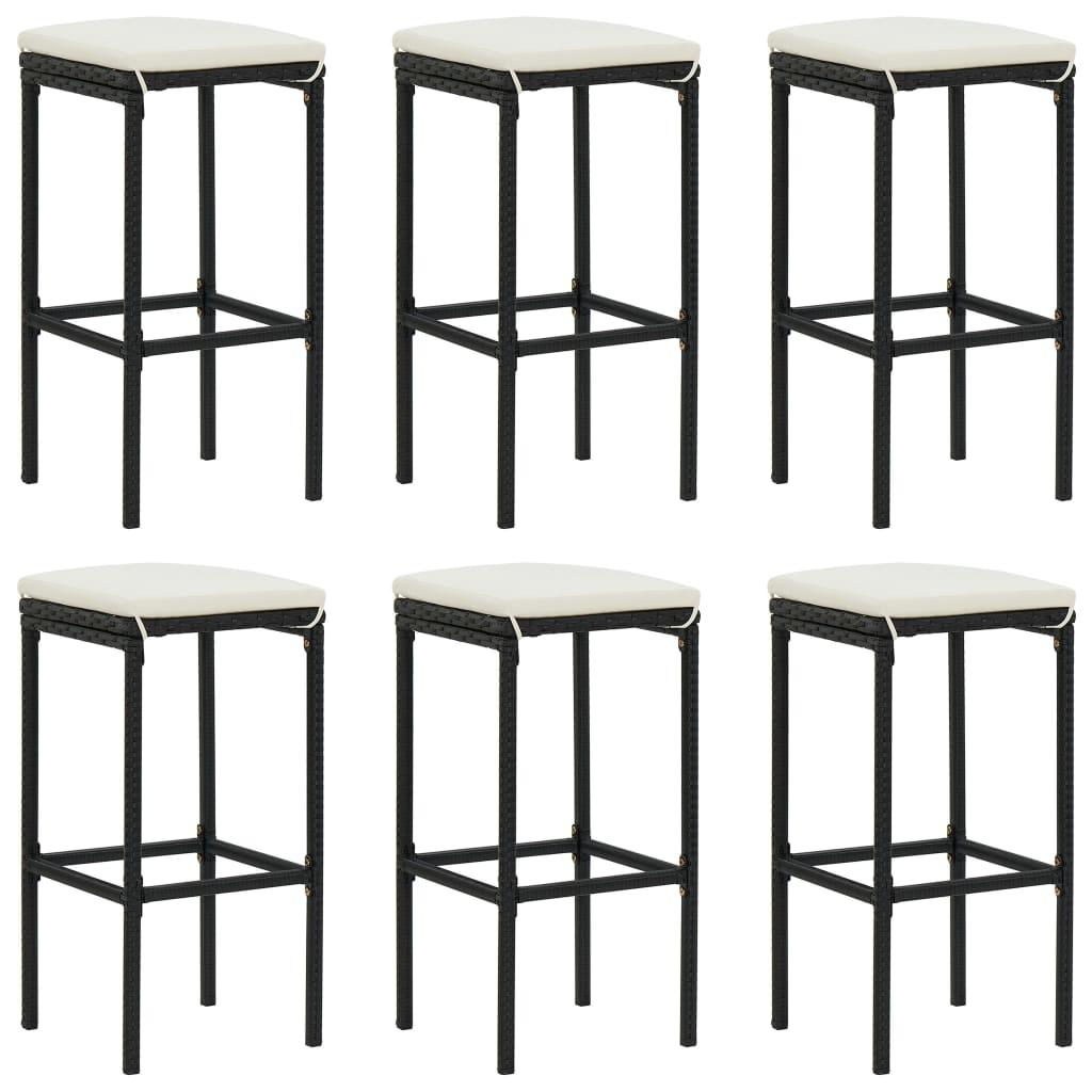 7 Piece Garden Bar Set with Cushions Black