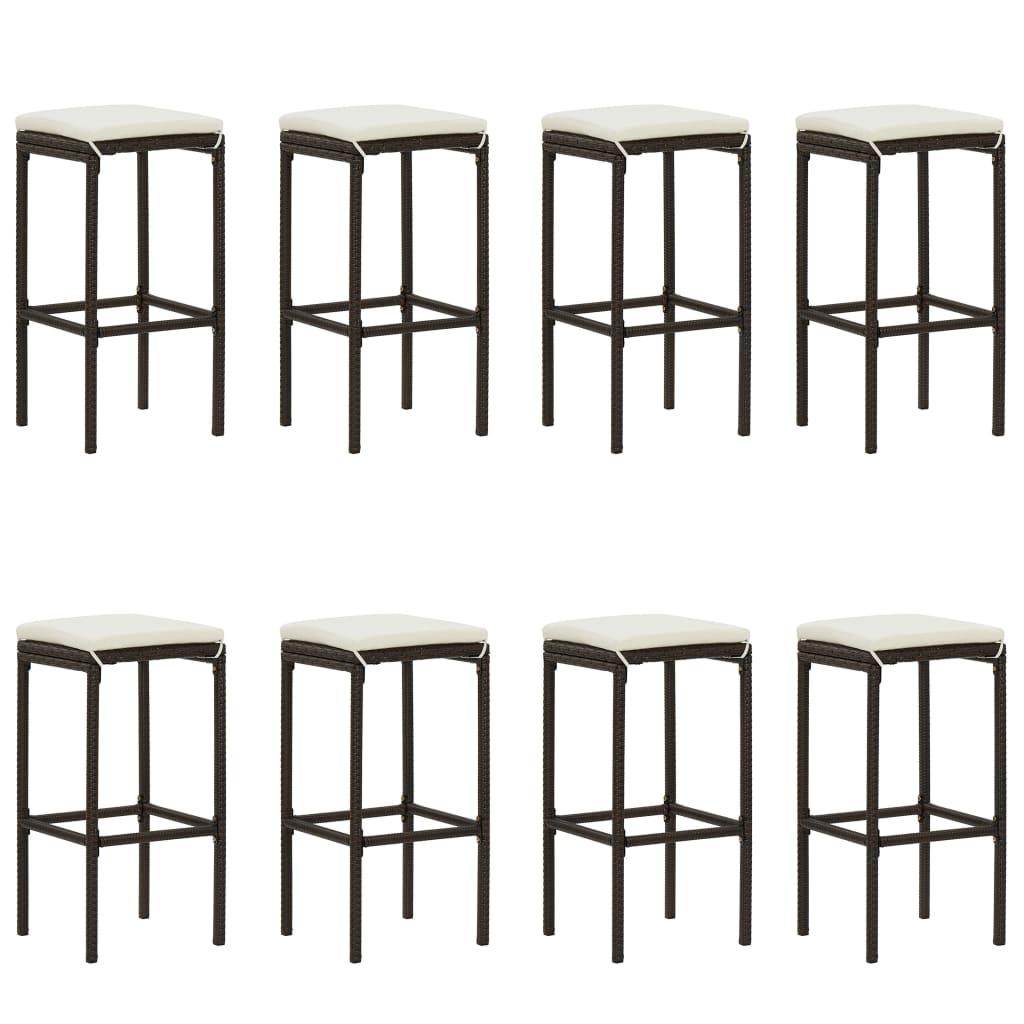 9 Piece Garden Bar Set with Cushions Brown