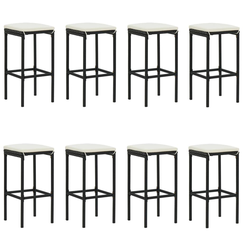 9 Piece Garden Bar Set with Cushions Black