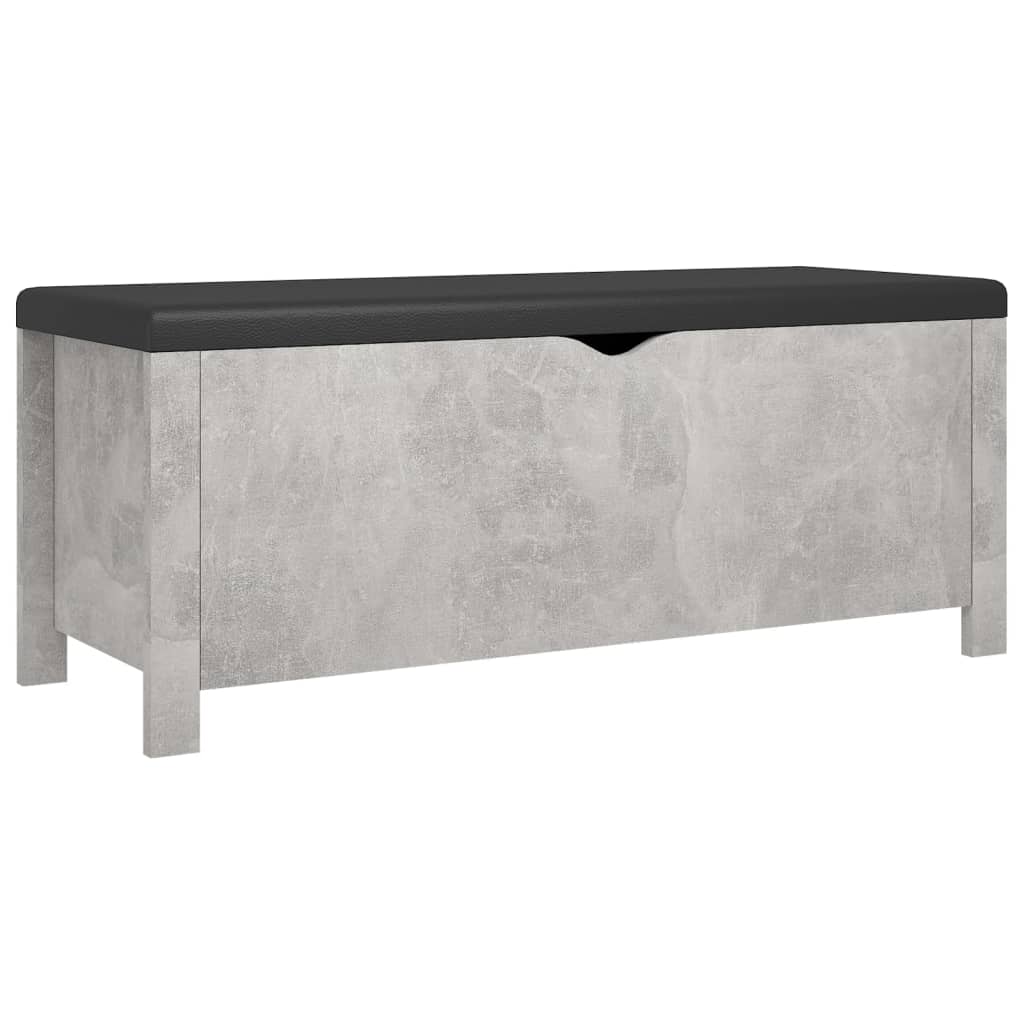 Storage Box with Cushion Concrete Grey 105x40x45 cm Engineered Wood