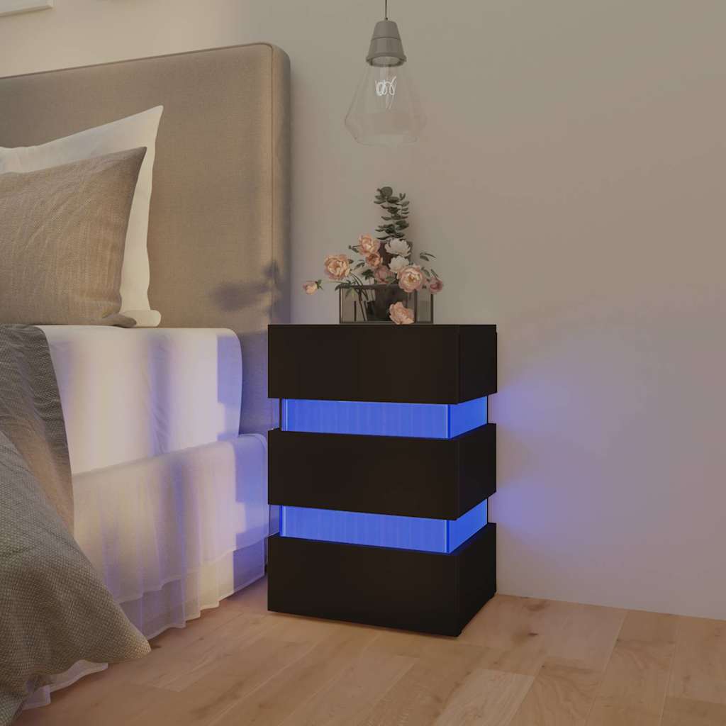 LED Bedside Cabinet Black 45x35x67 cm Engineered Wood