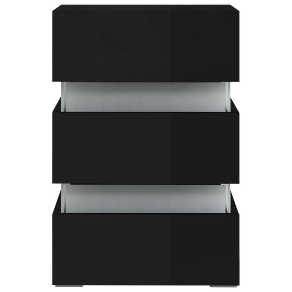 LED Bedside Cabinet High Gloss Black 45x35x67 cm Engineered Wood