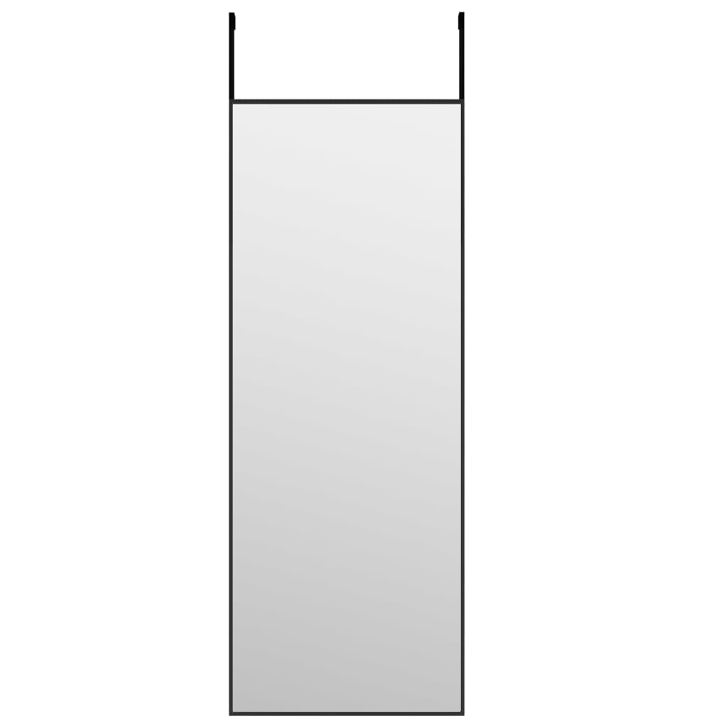 Door Mirror Black 30x80 cm Glass and Aluminium