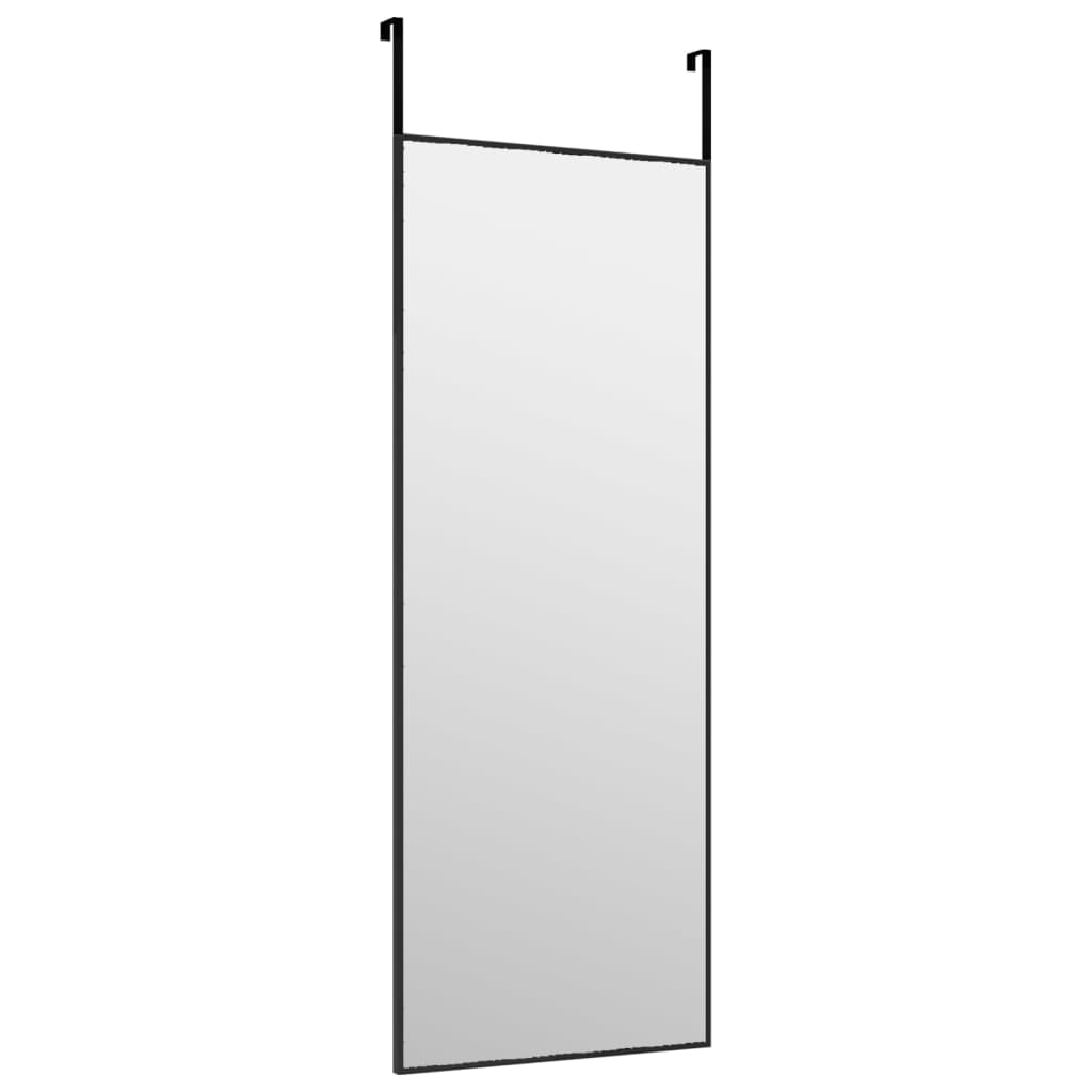 Door Mirror Black 30x80 cm Glass and Aluminium