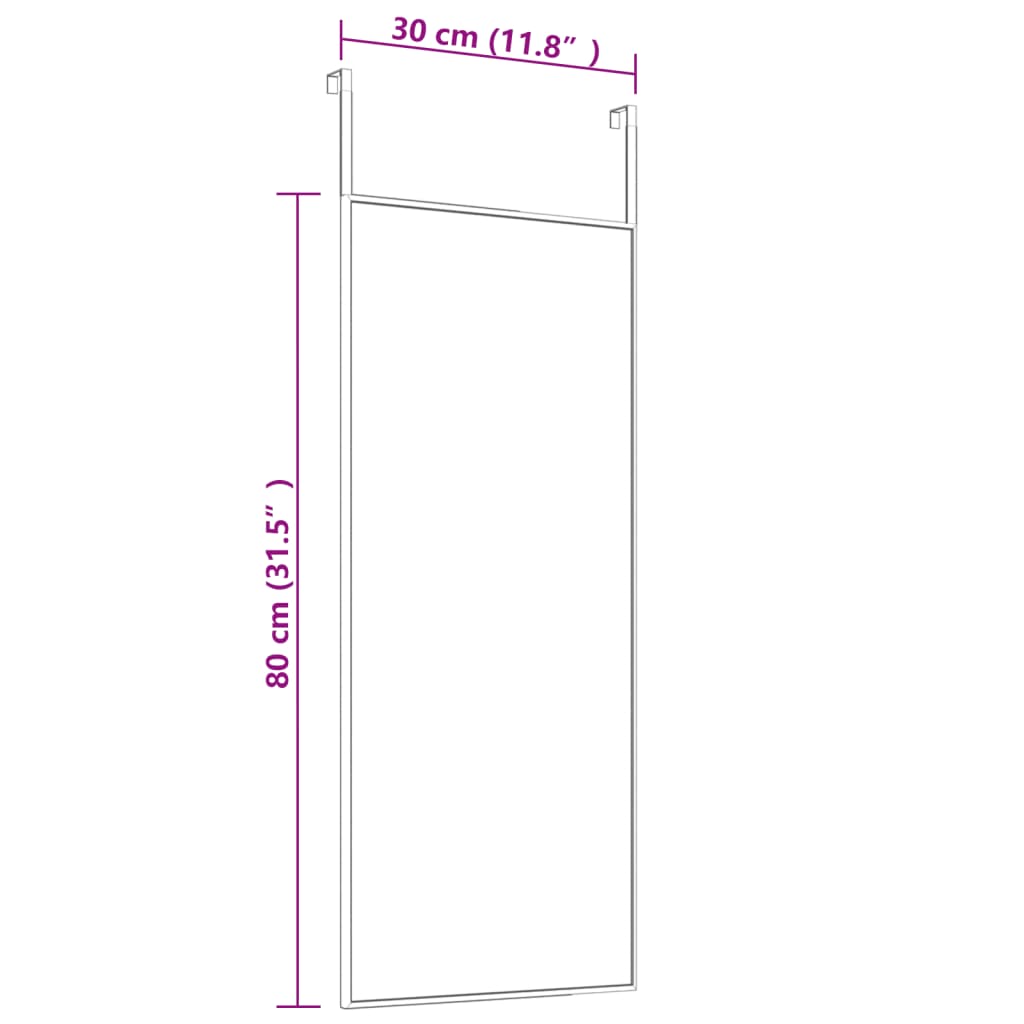 Door Mirror Black 30x80 cm Glass and Aluminium