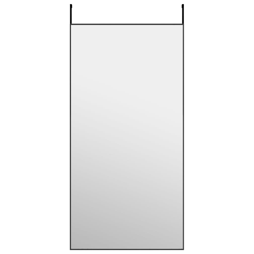 Door Mirror Black 50x100 cm Glass and Aluminium