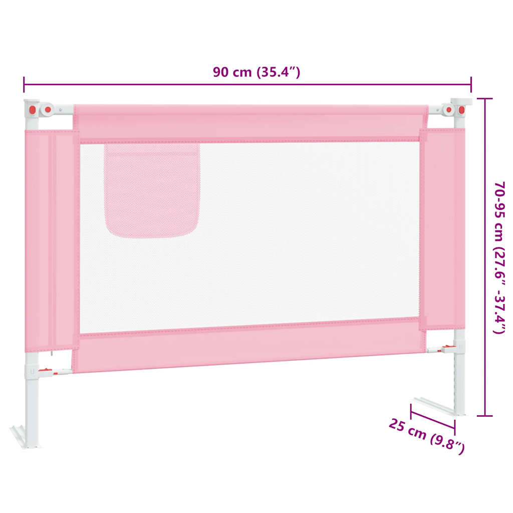 Toddler Safety Bed Rail Pink 90x25 cm Fabric