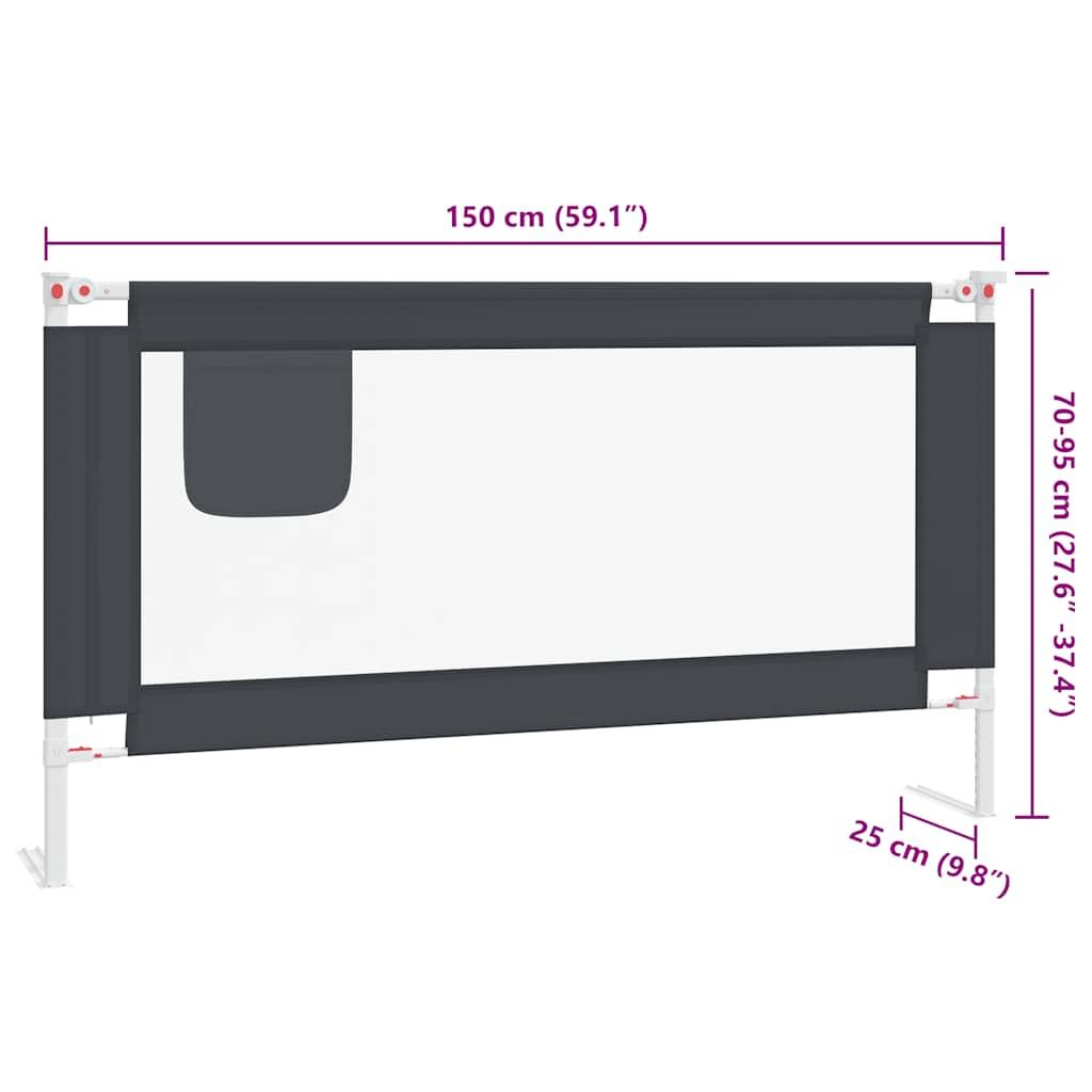 Toddler Safety Bed Rail Dark Grey 150x25 cm Fabric