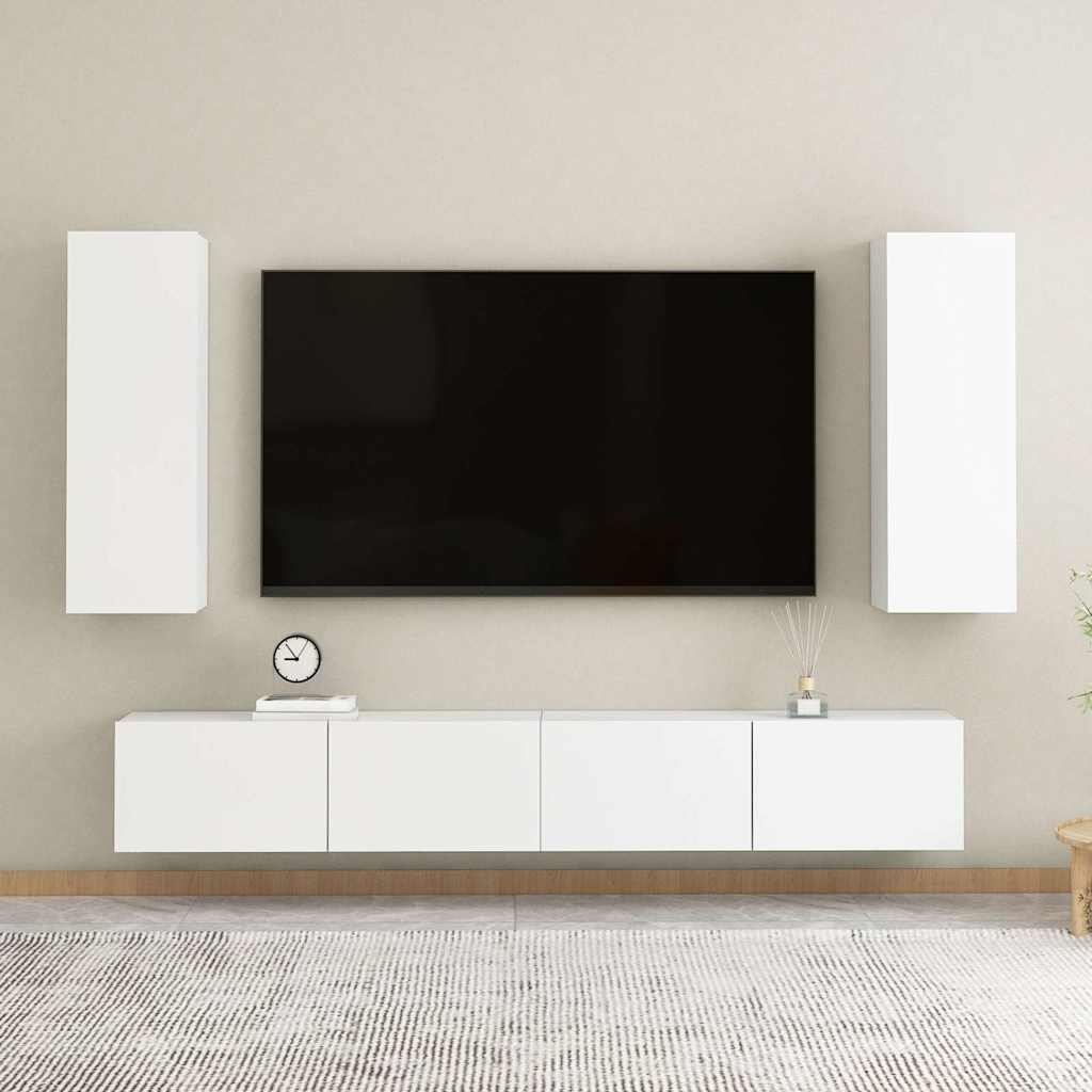 TV Cabinets 2 pcs White 30.5x30x90 cm Engineered Wood
