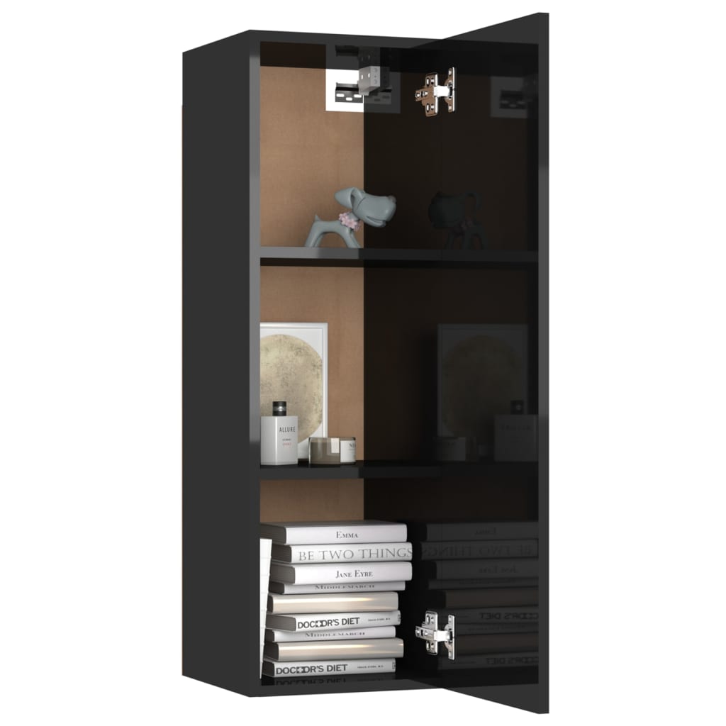 TV Cabinet High Gloss Black 30.5x30x90 cm Engineered Wood