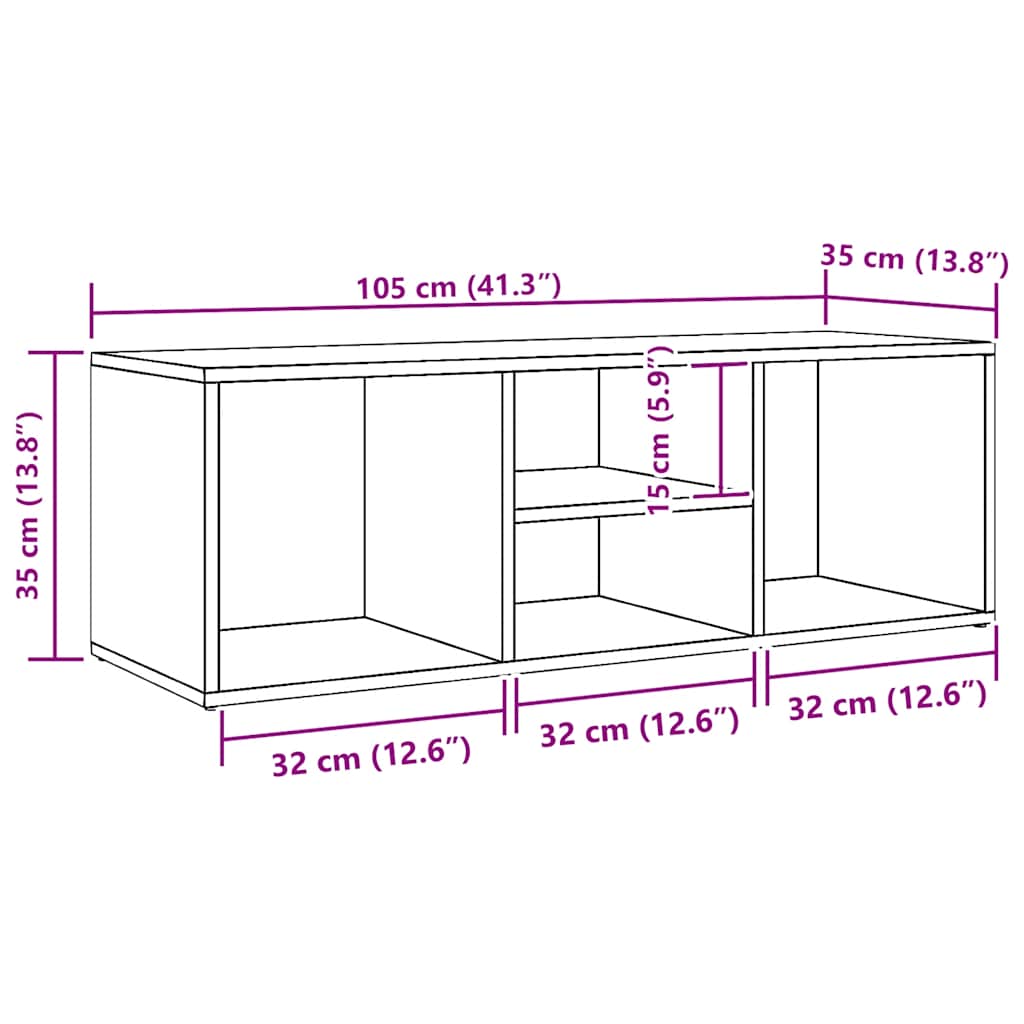 Shoe Storage Bench Sonoma Oak 105x35x35 cm Engineered Wood