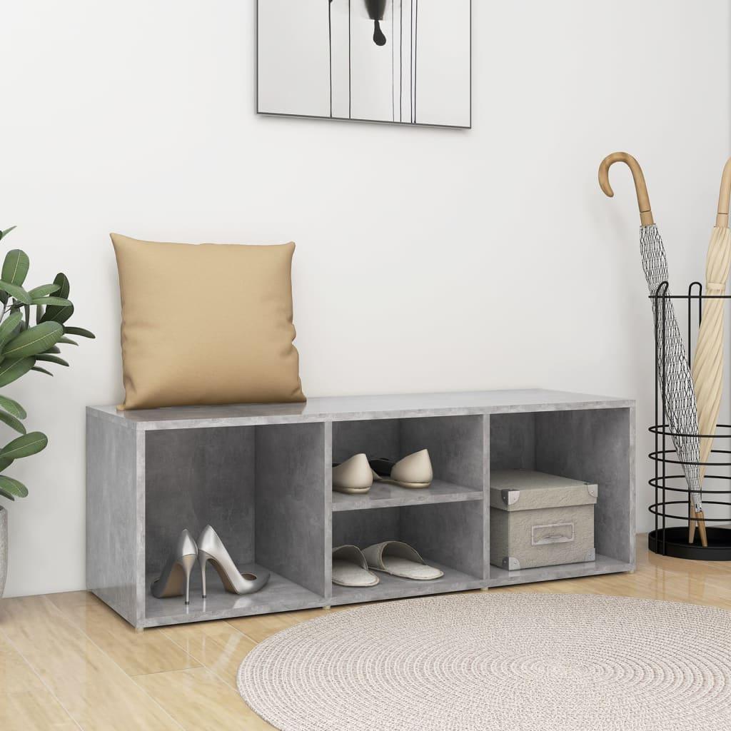 Shoe Storage Bench Concrete Grey 105x35x35 cm Engineered Wood