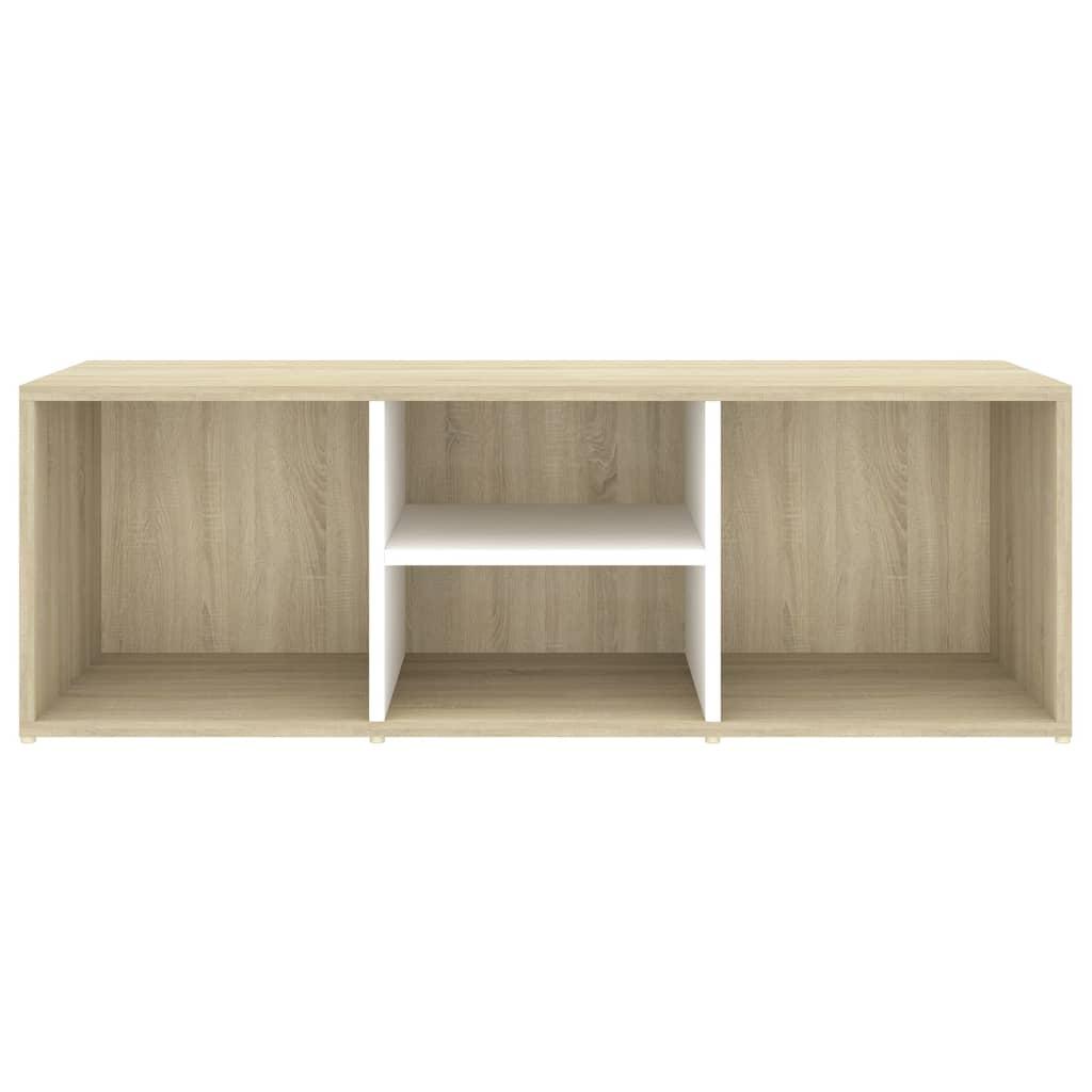 Shoe Storage Bench White and Sonoma Oak 105x35x35 cm Engineered Wood