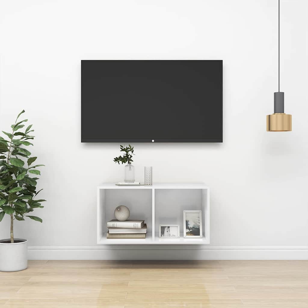 Wall-mounted TV Cabinet High Gloss White 37x37x72 cm Engineered Wood