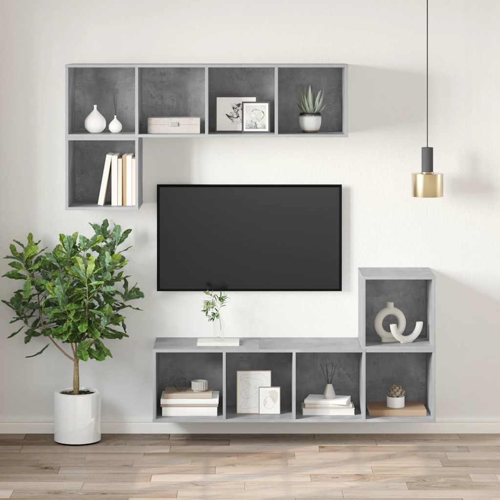 Wall-mounted TV Cabinet Concrete Grey 37x37x142.5 cm Engineered Wood
