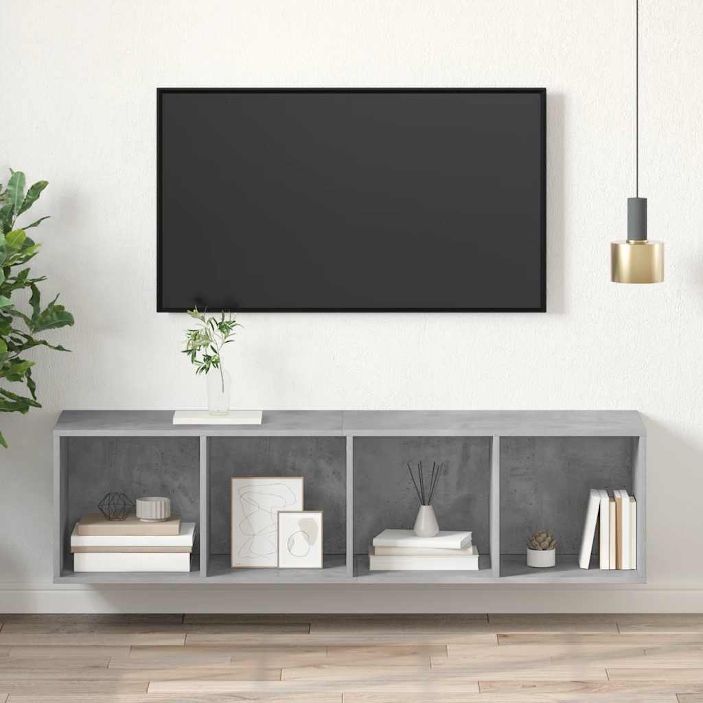 Wall-mounted TV Cabinet Concrete Grey 37x37x142.5 cm Engineered Wood