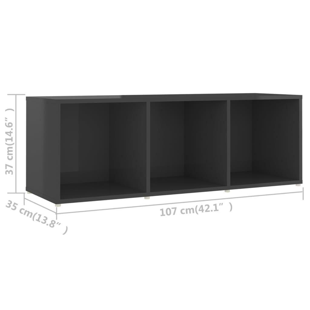 TV Cabinet High Gloss Grey 107x35x37 cm Engineered Wood