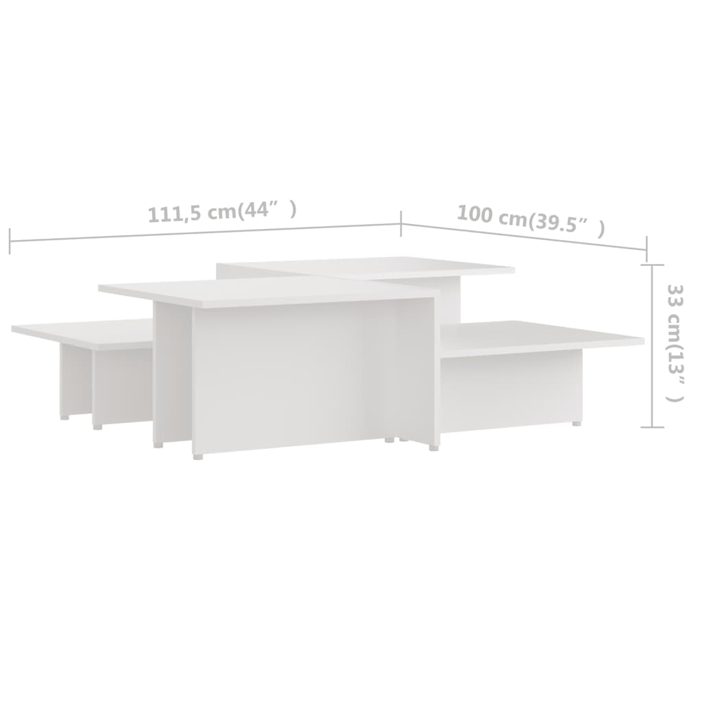 Coffee Tables 2 pcs White 111.5x50x33 cm Engineered Wood