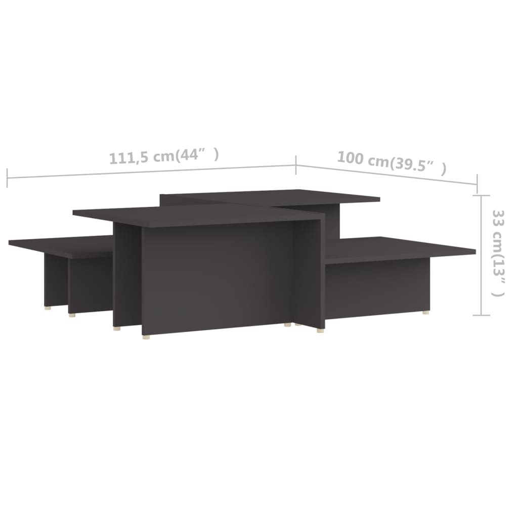 Coffee Tables 2 pcs Grey 111.5x50x33 cm Engineered Wood