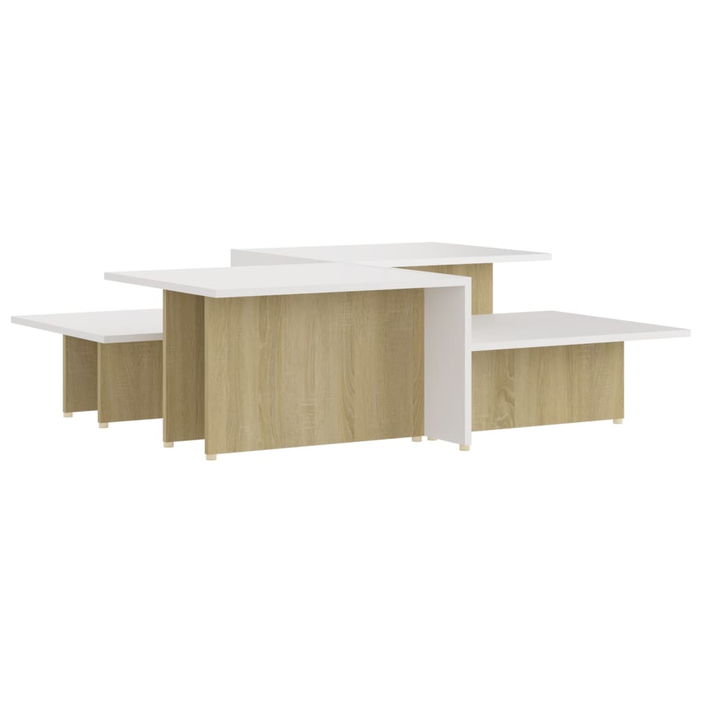 Coffee Tables 2 pcs Sonoma Oak and White 111.5x50x33 cm Engineered Wood