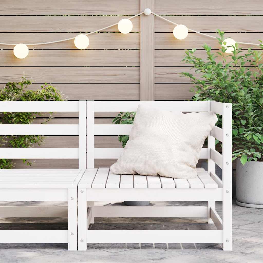 Garden Corner Sofa White Solid Pinewood