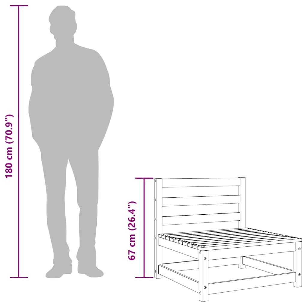 Garden Middle Sofa Solid Pinewood