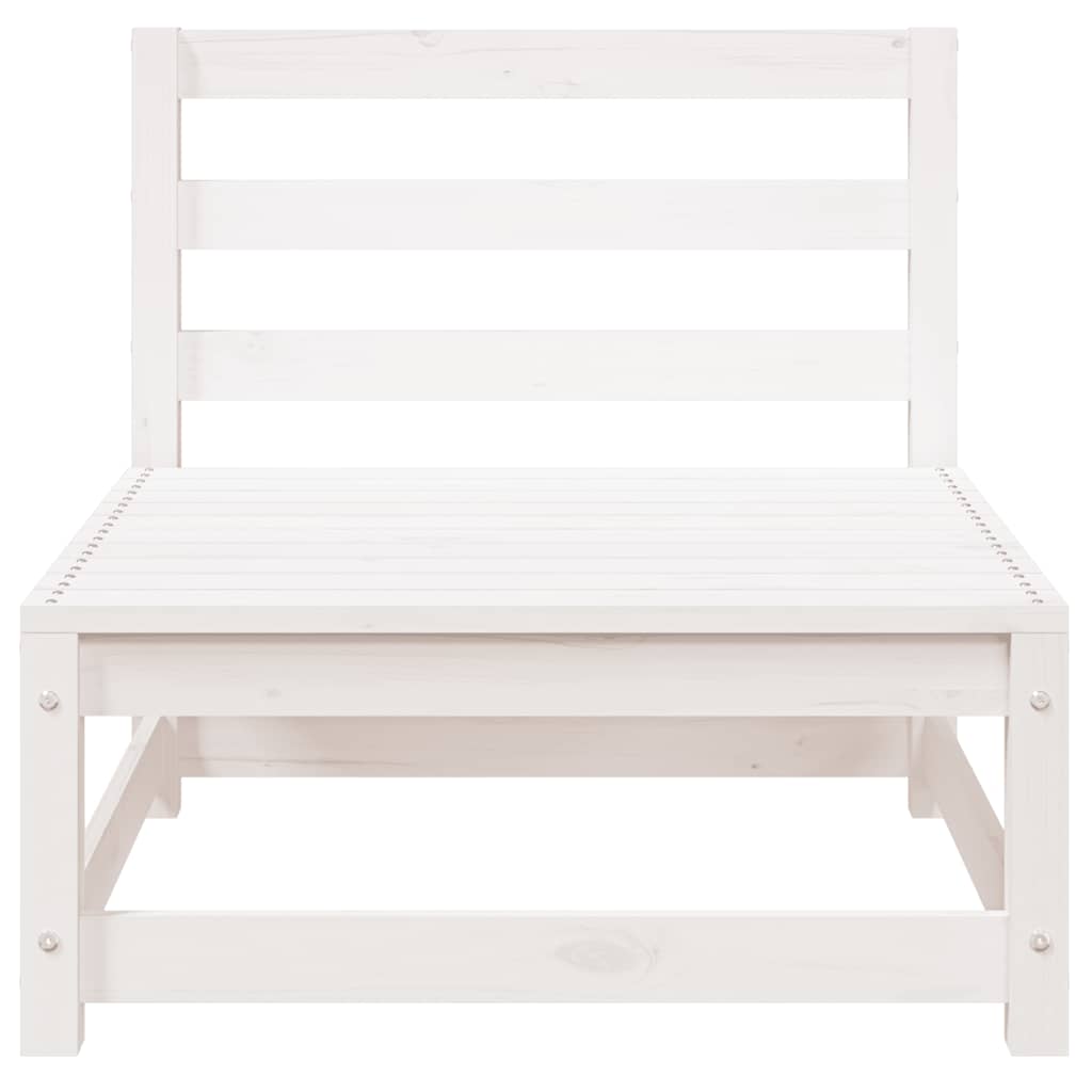 Garden Middle Sofa White Solid Pinewood