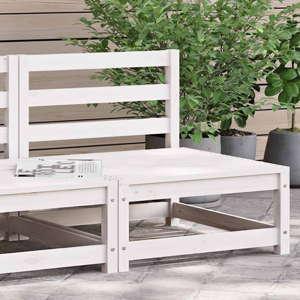 Garden Middle Sofa White Solid Pinewood