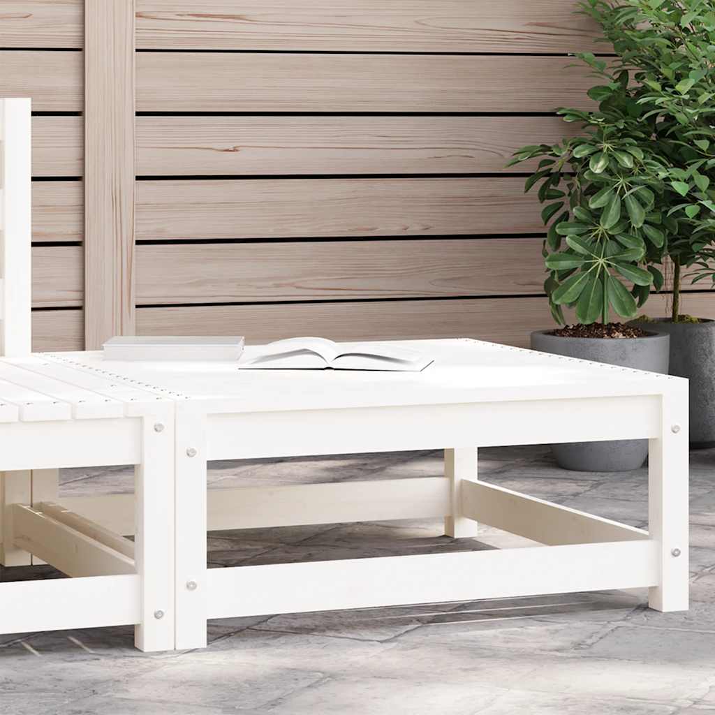 Garden Footstool 70x70x30 cm White Solid Pinewood