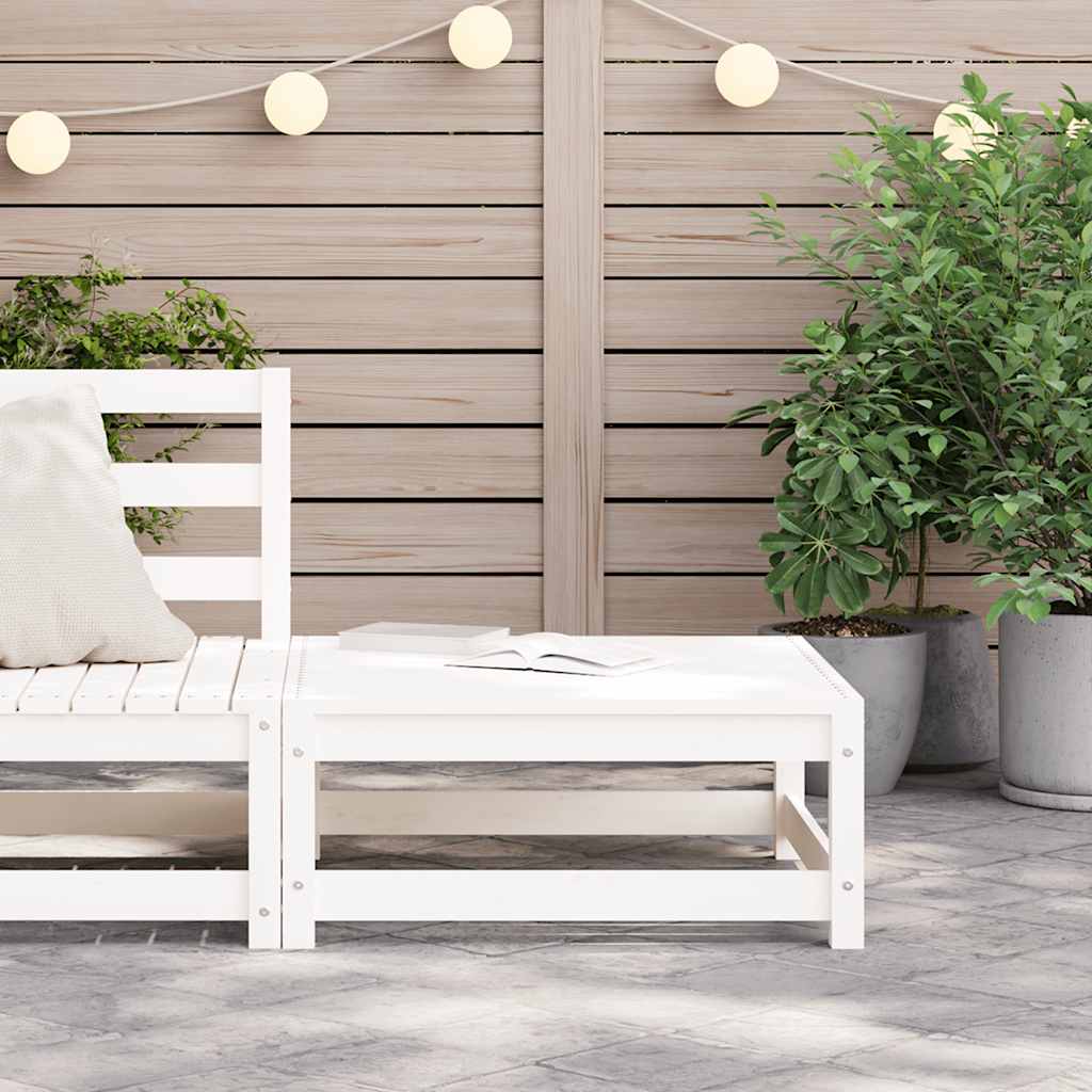 Garden Footstool 70x70x30 cm White Solid Pinewood