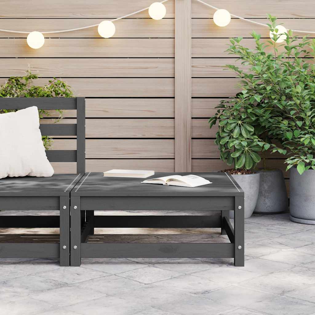 Garden Footstool 70x70x30 cm Grey Solid Pinewood