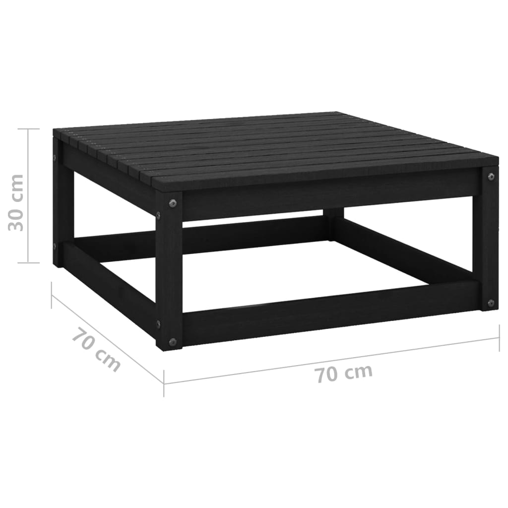 Garden Footstool 70x70x30 cm Black Solid Pinewood