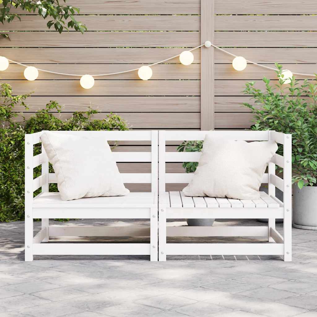 Garden Corner Sofas 2 pcs White Solid Pinewood