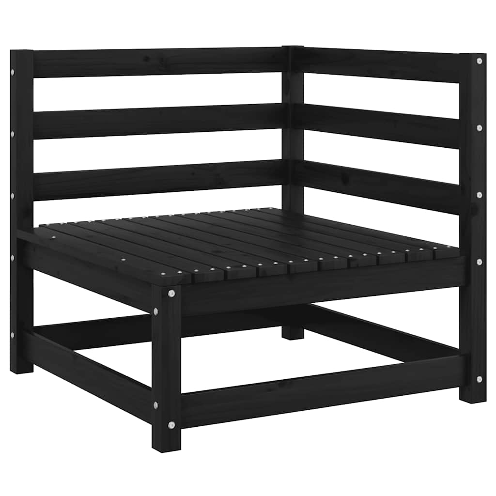 Garden Corner Sofas 2 pcs Black Solid Pinewood