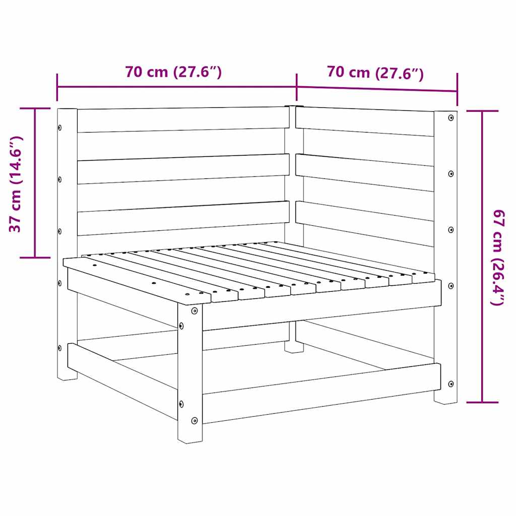 Garden Corner Sofas 2 pcs Black Solid Pinewood