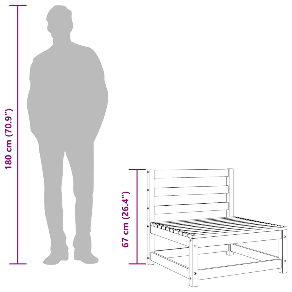 Garden Middle Sofas 2 pcs Solid Pinewood